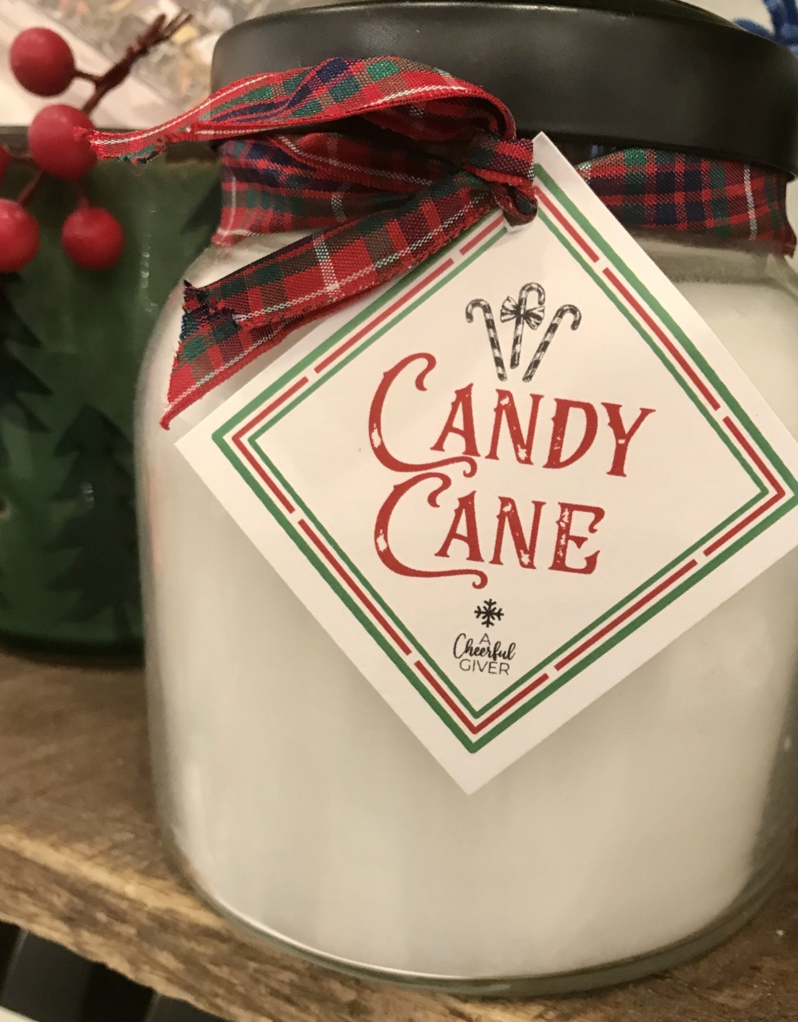 Keepers of the Light Candle - Candy Cane Limited Edition -  Papa 34 oz. - Black Lid