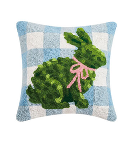 Bunny Topiary Hook Pillow - 16" x 16"