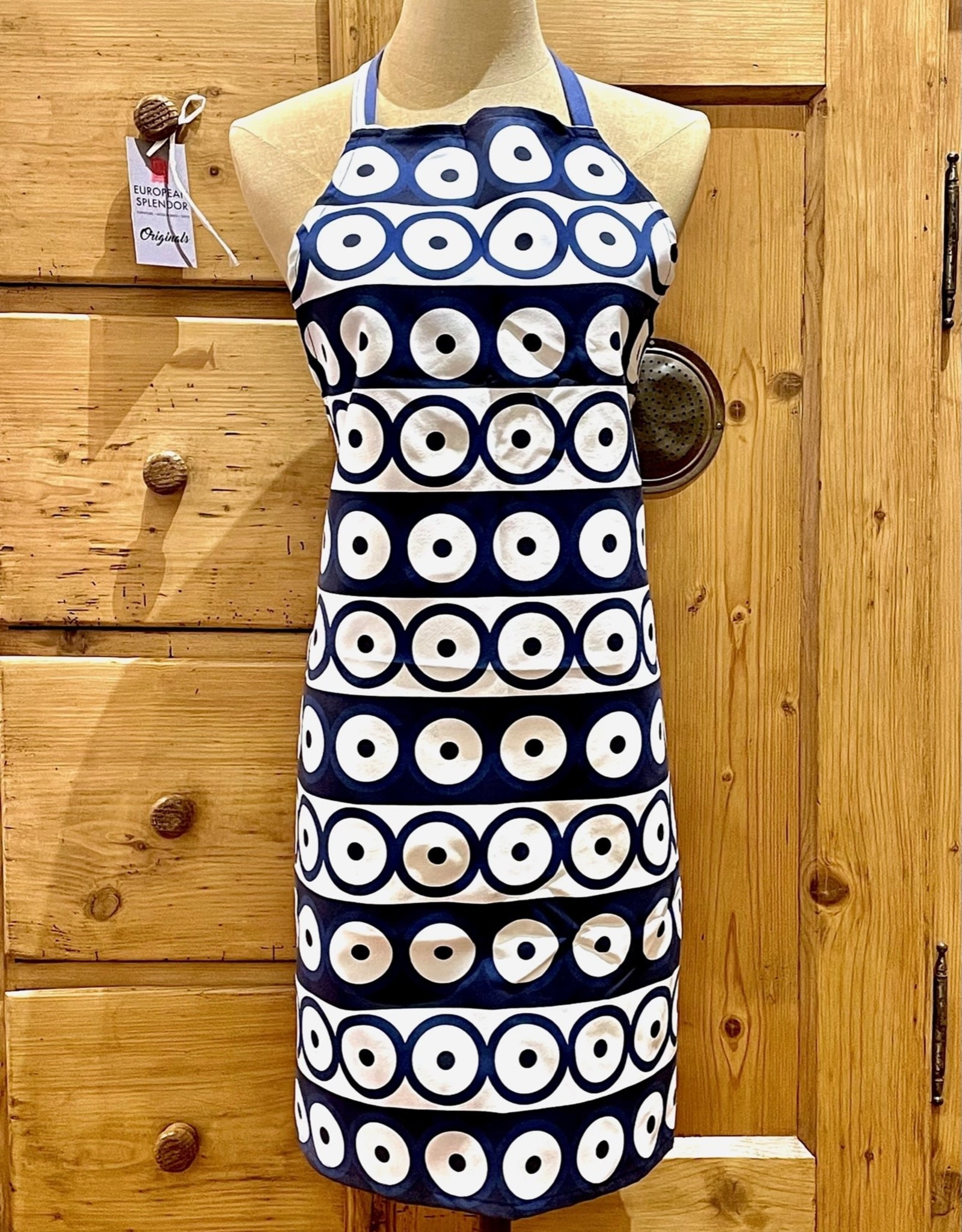 Polish Pottery Apron - Blue & White with Dots (11B)