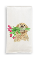 Towel - Dog Holding Flowers