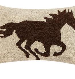 RACEHORSE BROWN SILOUETTE  HOOK PILLOW 8X12"