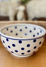 Soup/Cereal/Salad/ Bowl - White  w/Blue Dots II