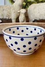 Soup/Cereal/Salad/ Bowl - White  w/Blue Dots II