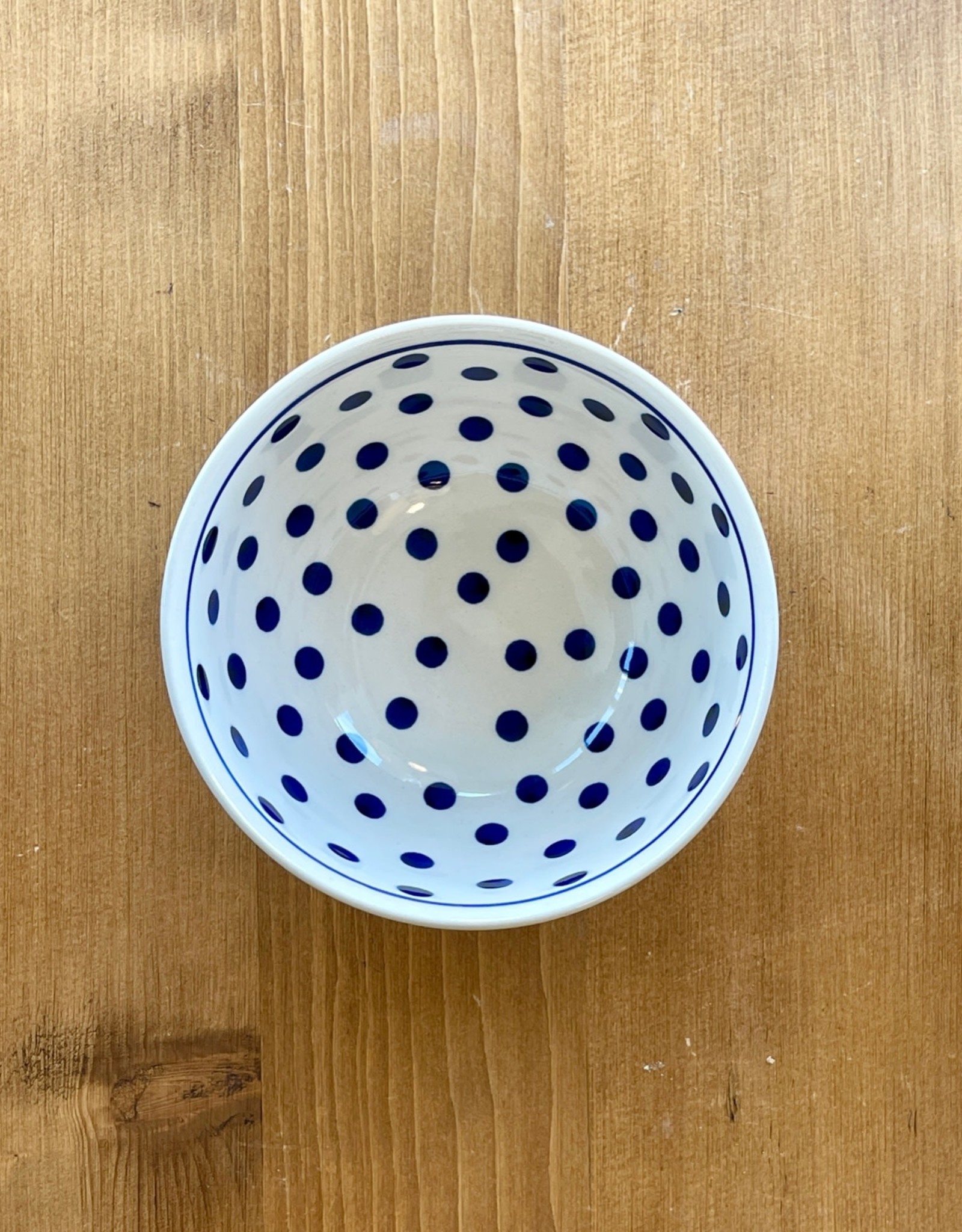 Soup/Cereal/Salad/ Bowl - White  w/Blue Dots II