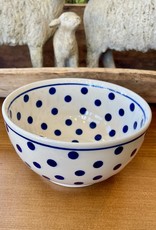 Soup/Cereal/Salad/ Bowl - White  w/Blue Dots II