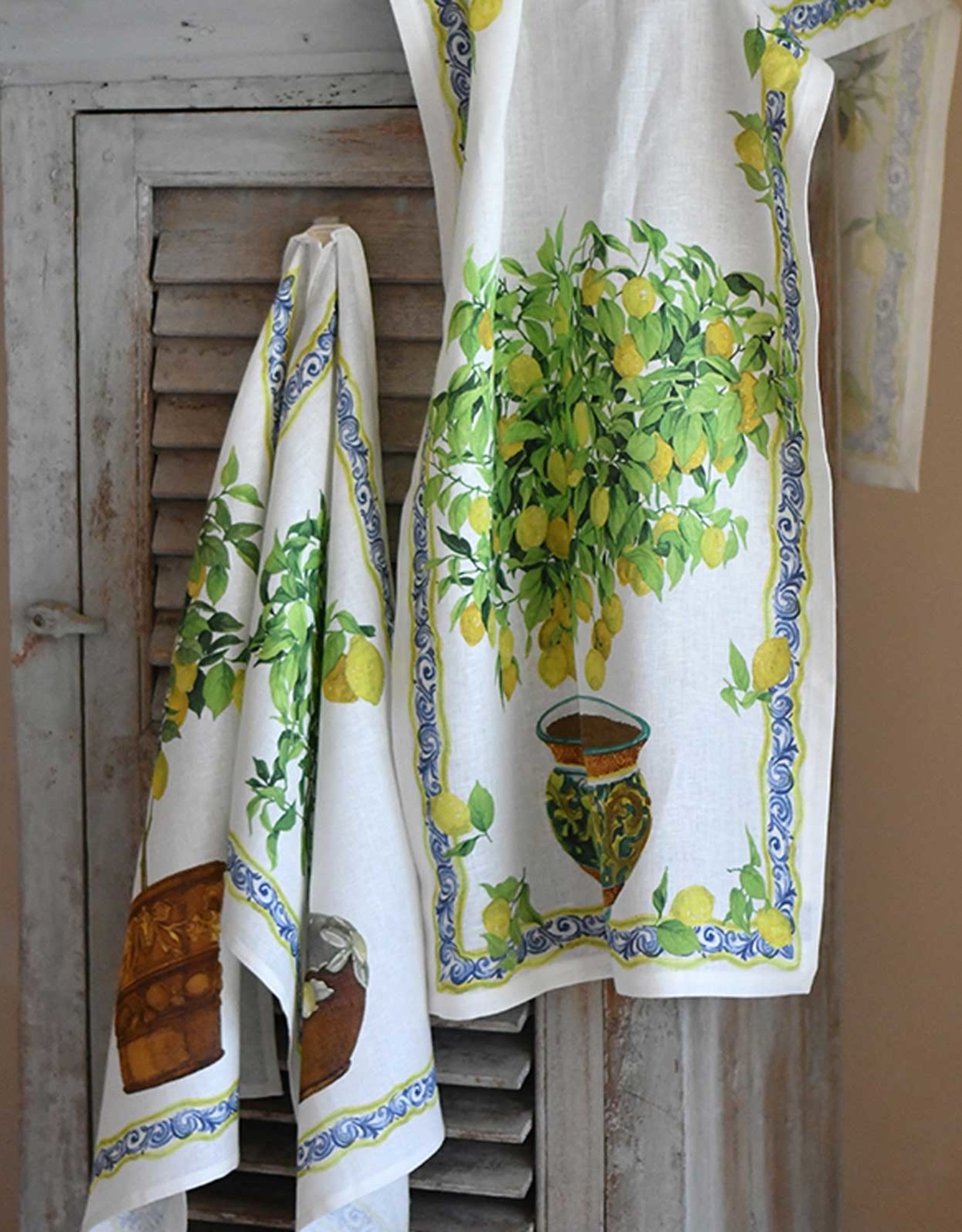 Italian Linen - Limonaia Decoro Crema  Kitchen Towel 20" x 28"