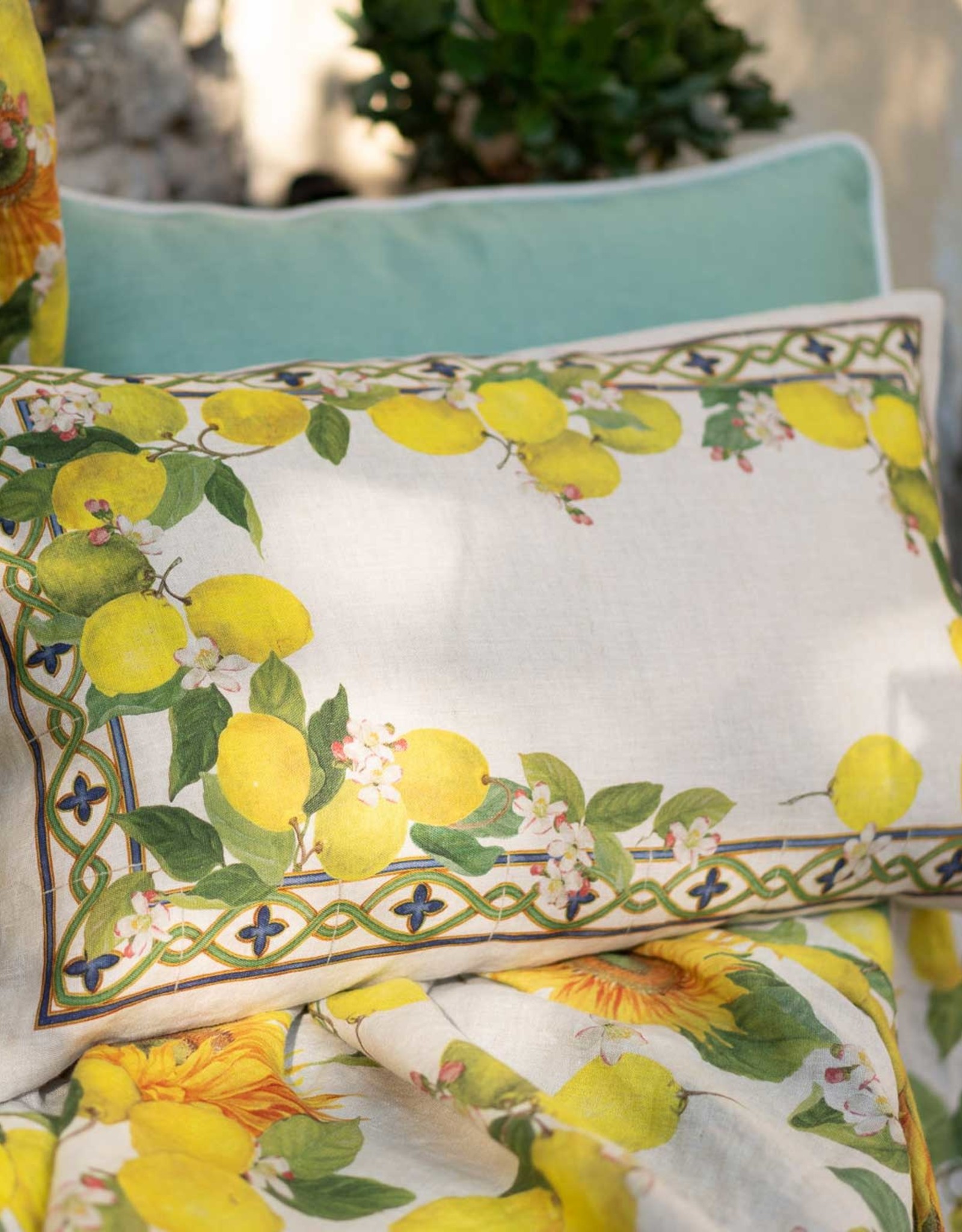 Italian Linen -  Estruscan Garden Lino Rectangular Pillow 16" x24"