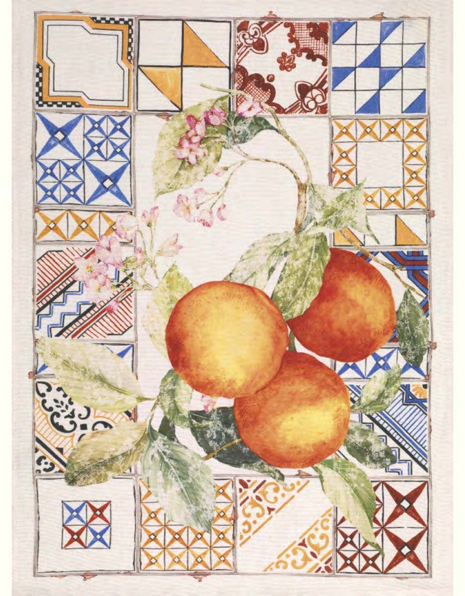 Italian Linen - Azujelos - Arancio Kitchen Towel 20"x27" Orange