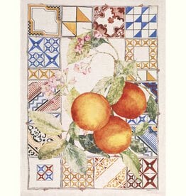 Italian Linen - Azujelos - Arancio Kitchen Towel 20"x28" Orange