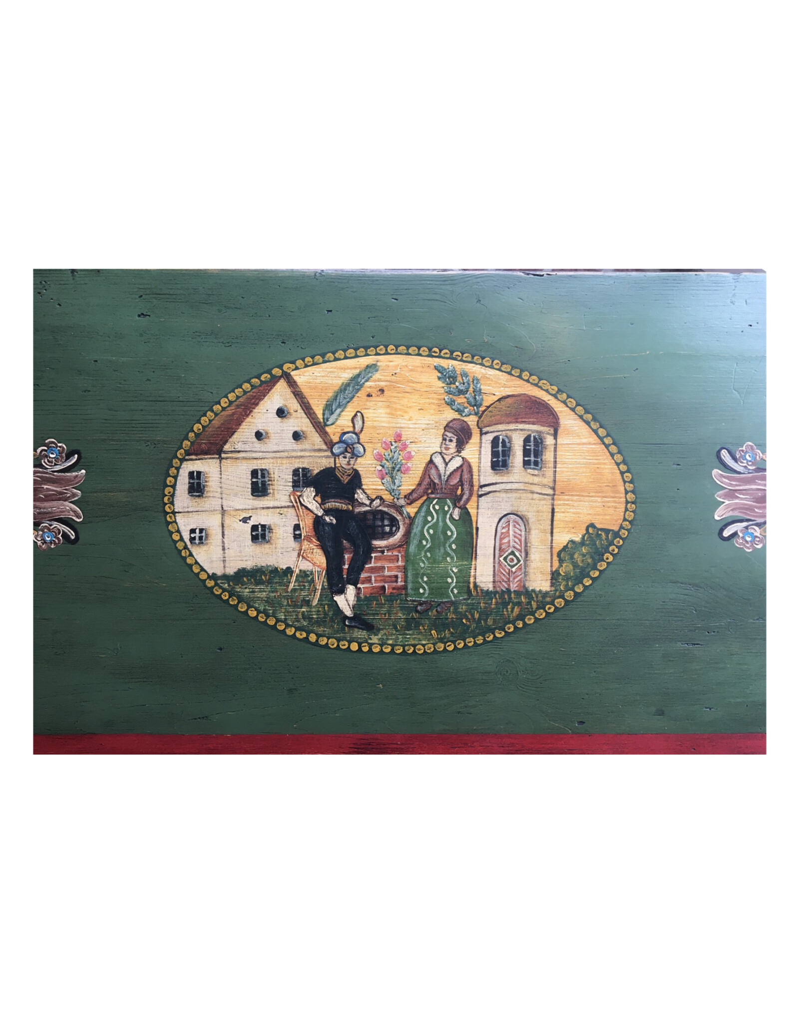 Hand-Painted Grain Chest/Bench  - L 69 3/4    D  19 1/4    H 27 1/4