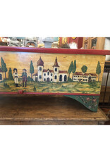Hand-Painted Grain Chest/Bench  - L 69 3/4    D  19 1/4    H 27 1/4