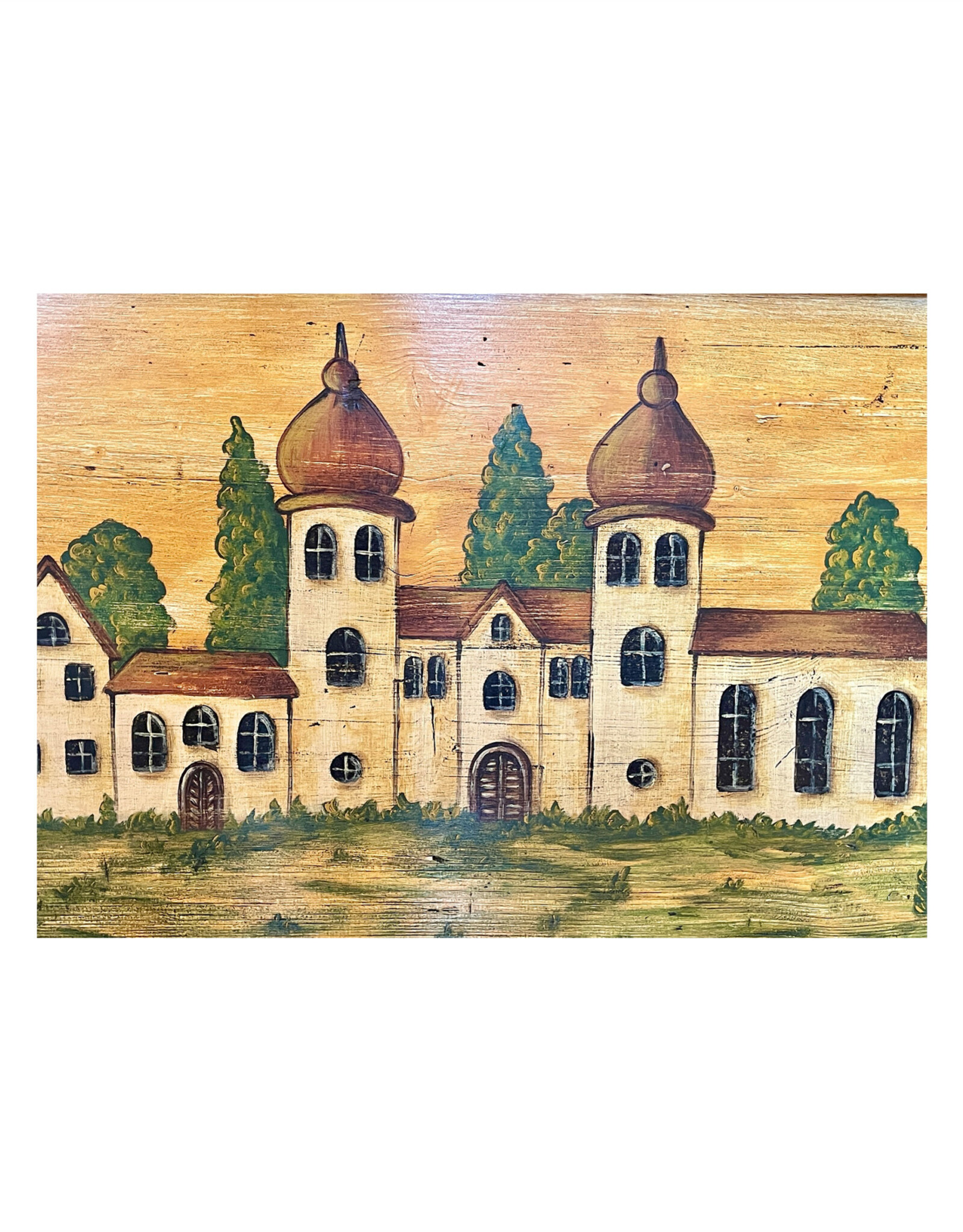 Hand-Painted Grain Chest/Bench  - L 69 3/4    D  19 1/4    H 27 1/4