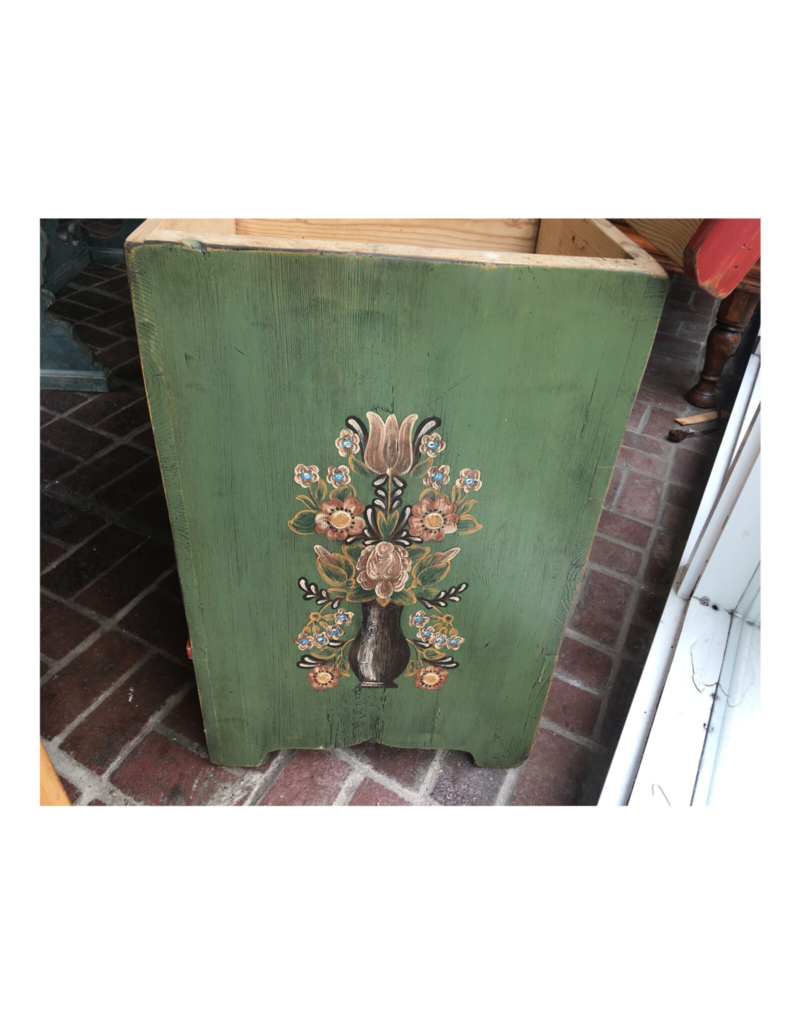 Hand-Painted Grain Chest/Bench  - L 69 3/4    D  19 1/4    H 27 1/4