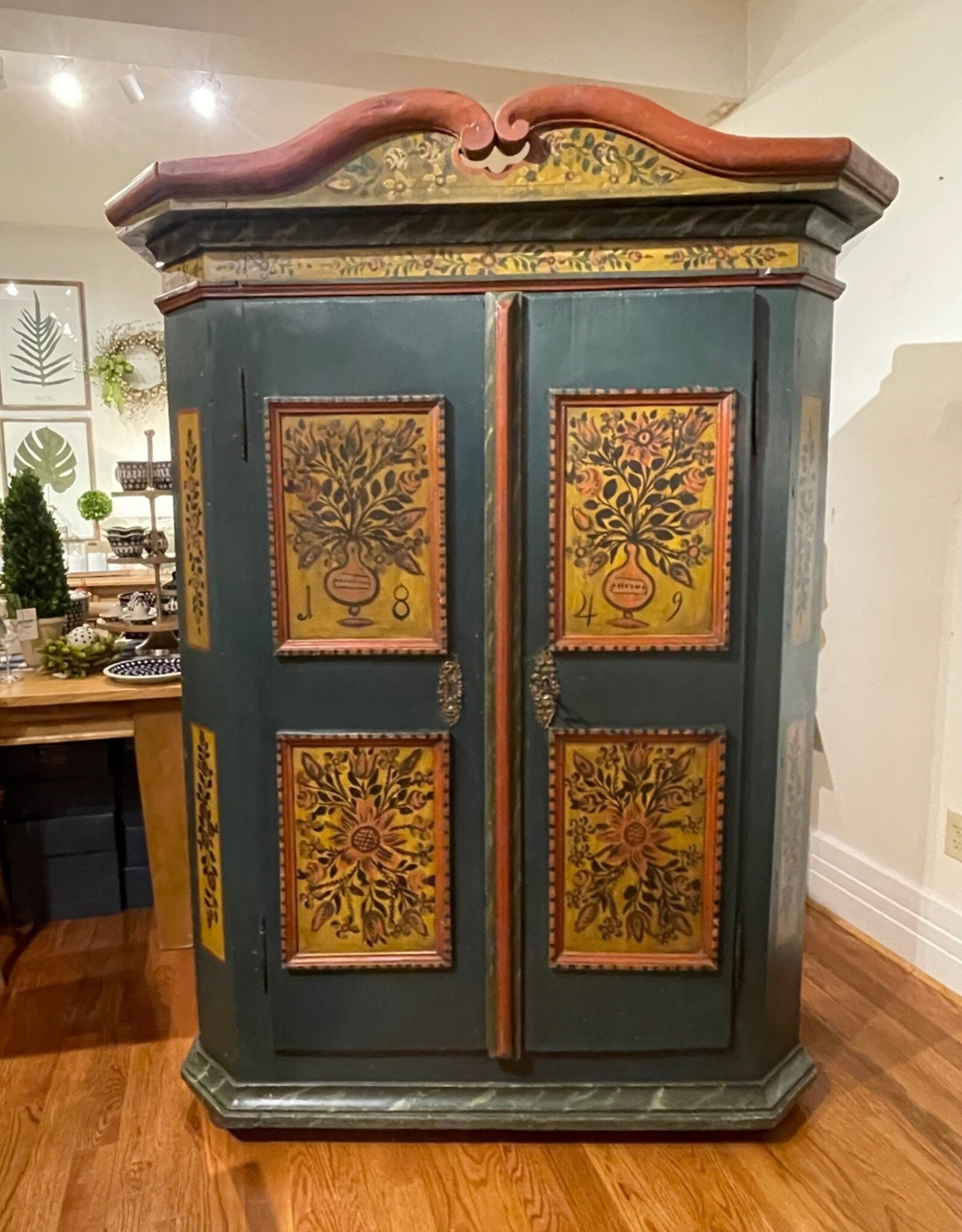Armoire - Painted With Floral Scenes. German Original.