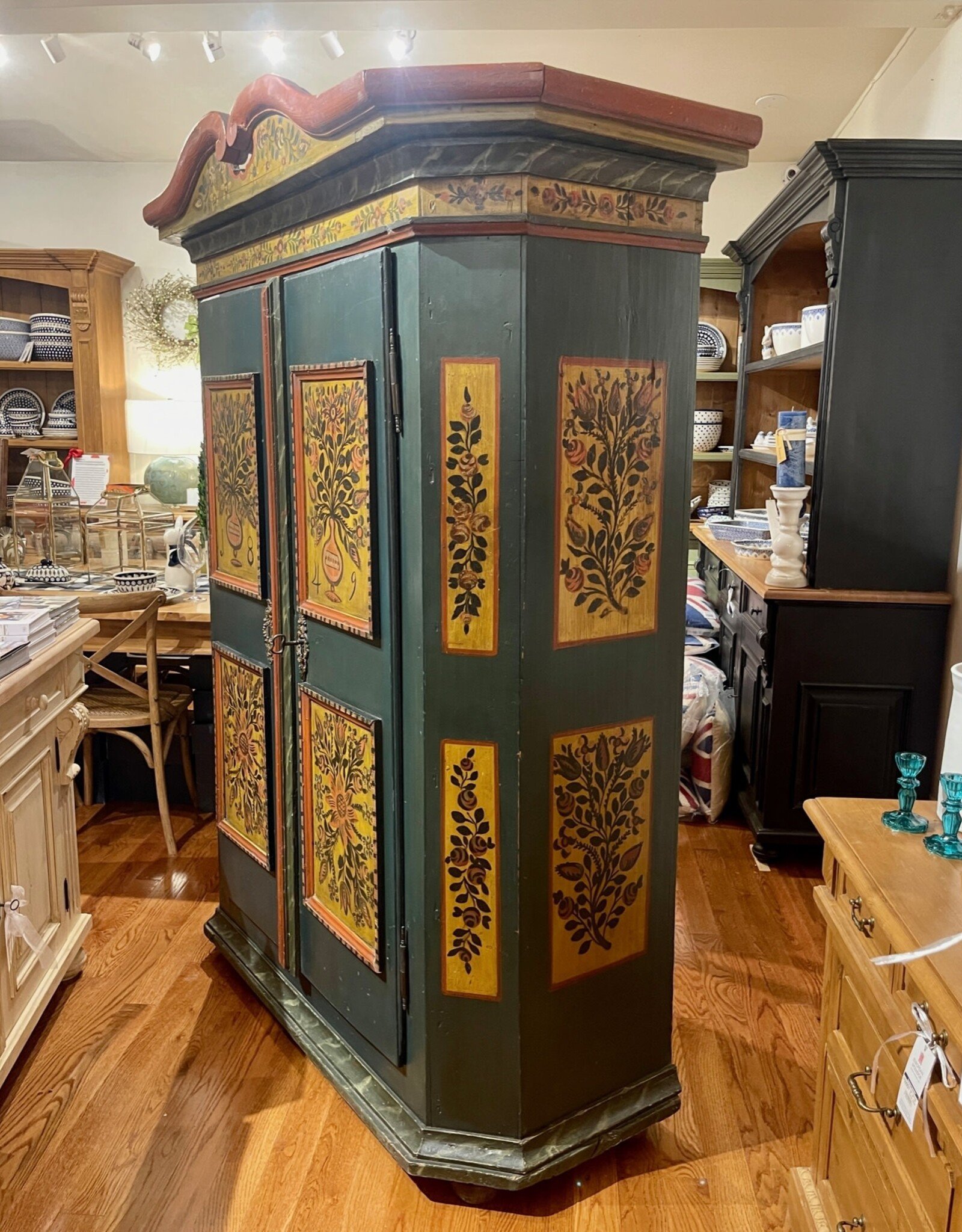 Armoire - Painted With Floral Scenes. German Original.