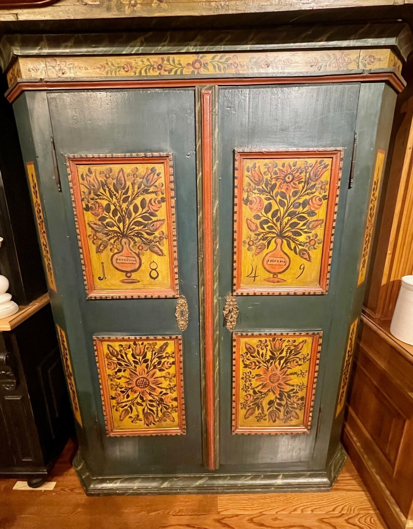 Armoire - Painted With Floral Scenes. German Original.