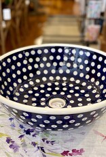 Polish Pottery Sink Bowl - Blue w/Dots