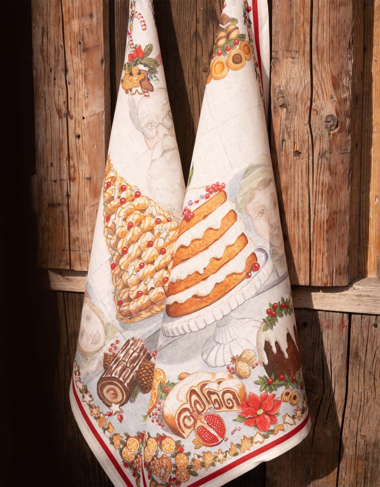Italian Linen - Noel Gourmand Croquem Cream Kitchen Towel - 20" x 28"