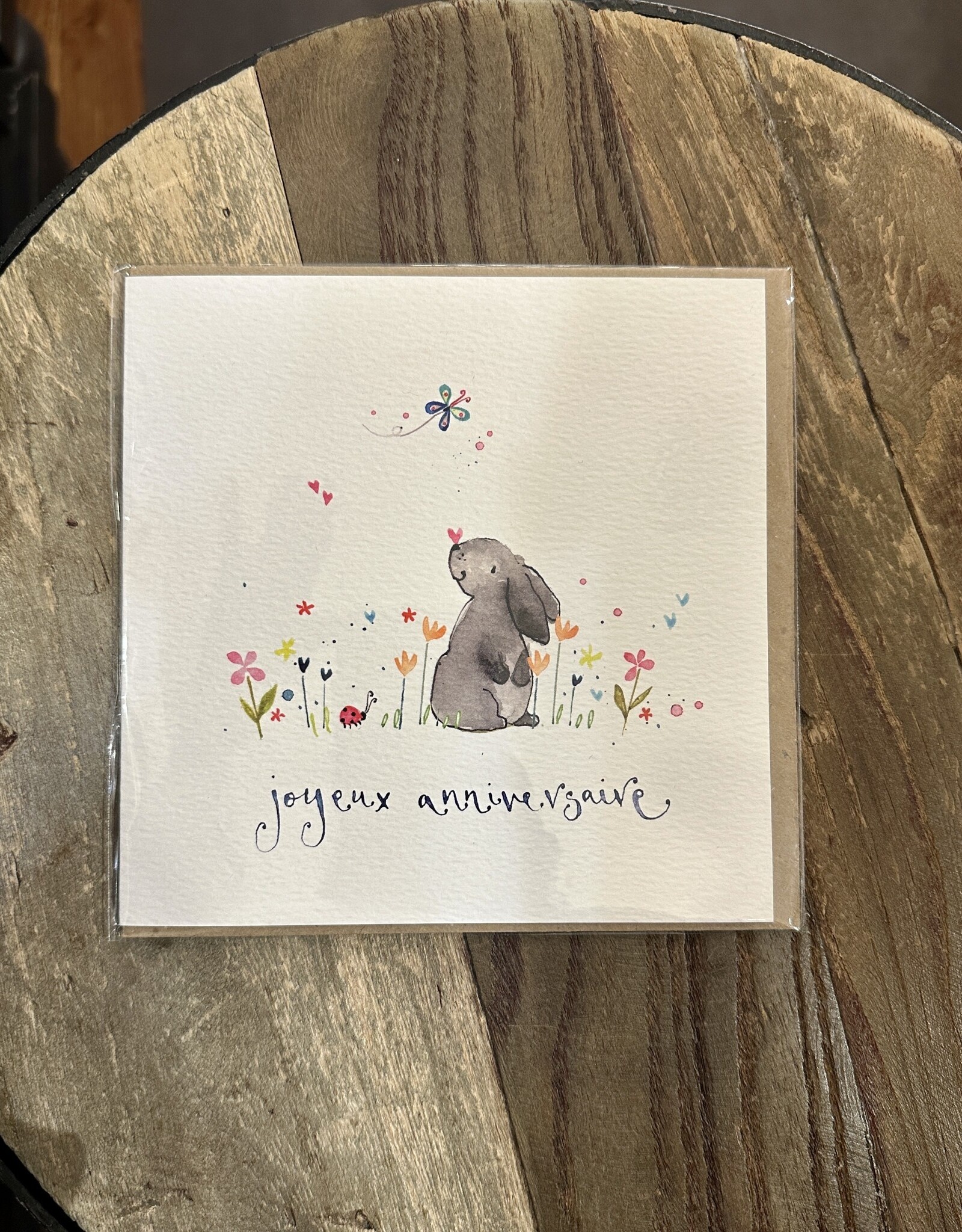 Joyeux Anniversaire Bunny (Louise Mulgrew) Greeting Card - 6" x 6"