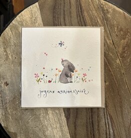 Joyeux Anniversaire Bunny (Louise Mulgrew) Greeting Card - 6" x 6"