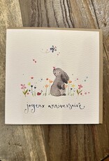 Joyeux Anniversaire Bunny (Louise Mulgrew) Greeting Card - 6" x 6"