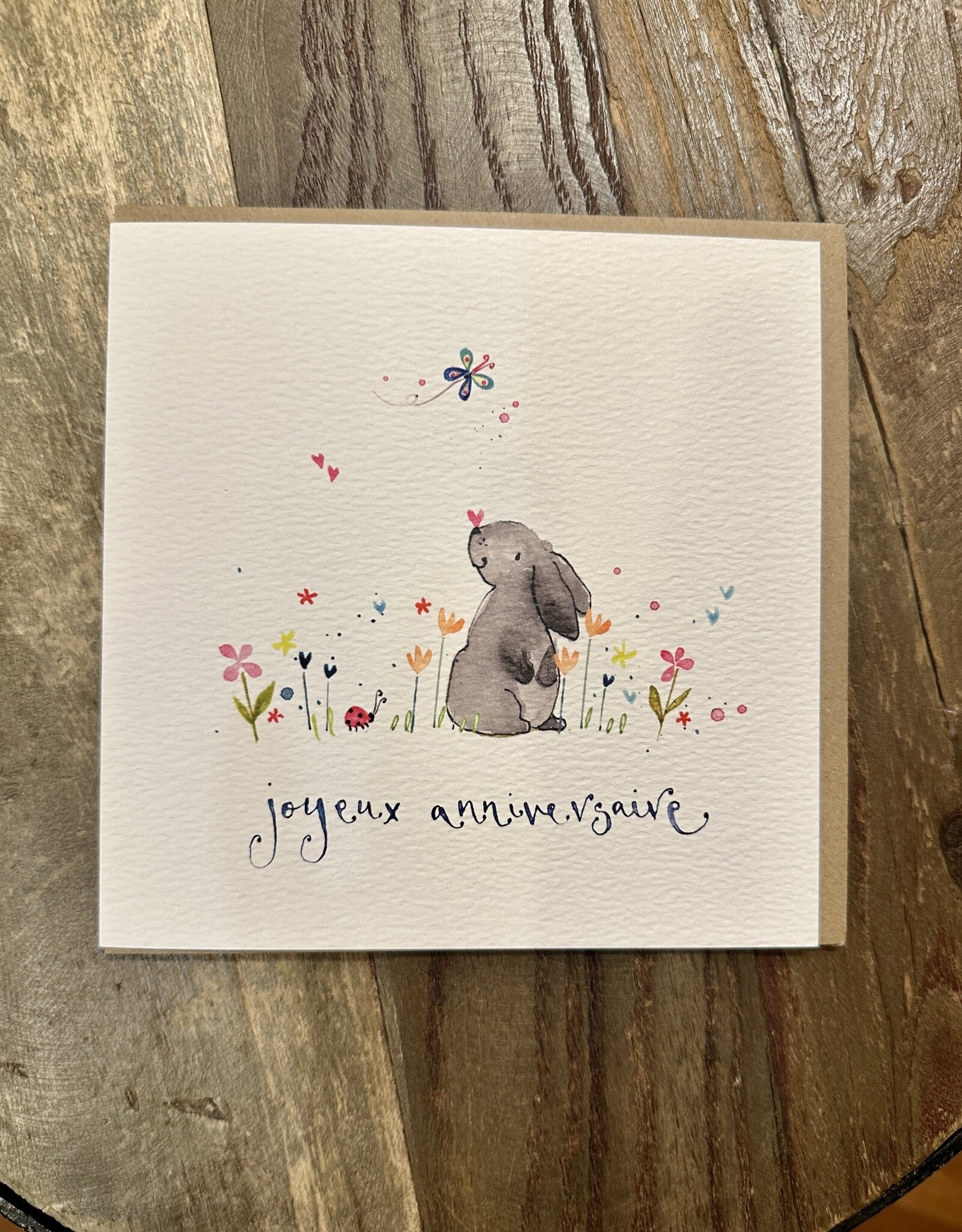 Joyeux Anniversaire Bunny (Louise Mulgrew) Greeting Card - 6" x 6"