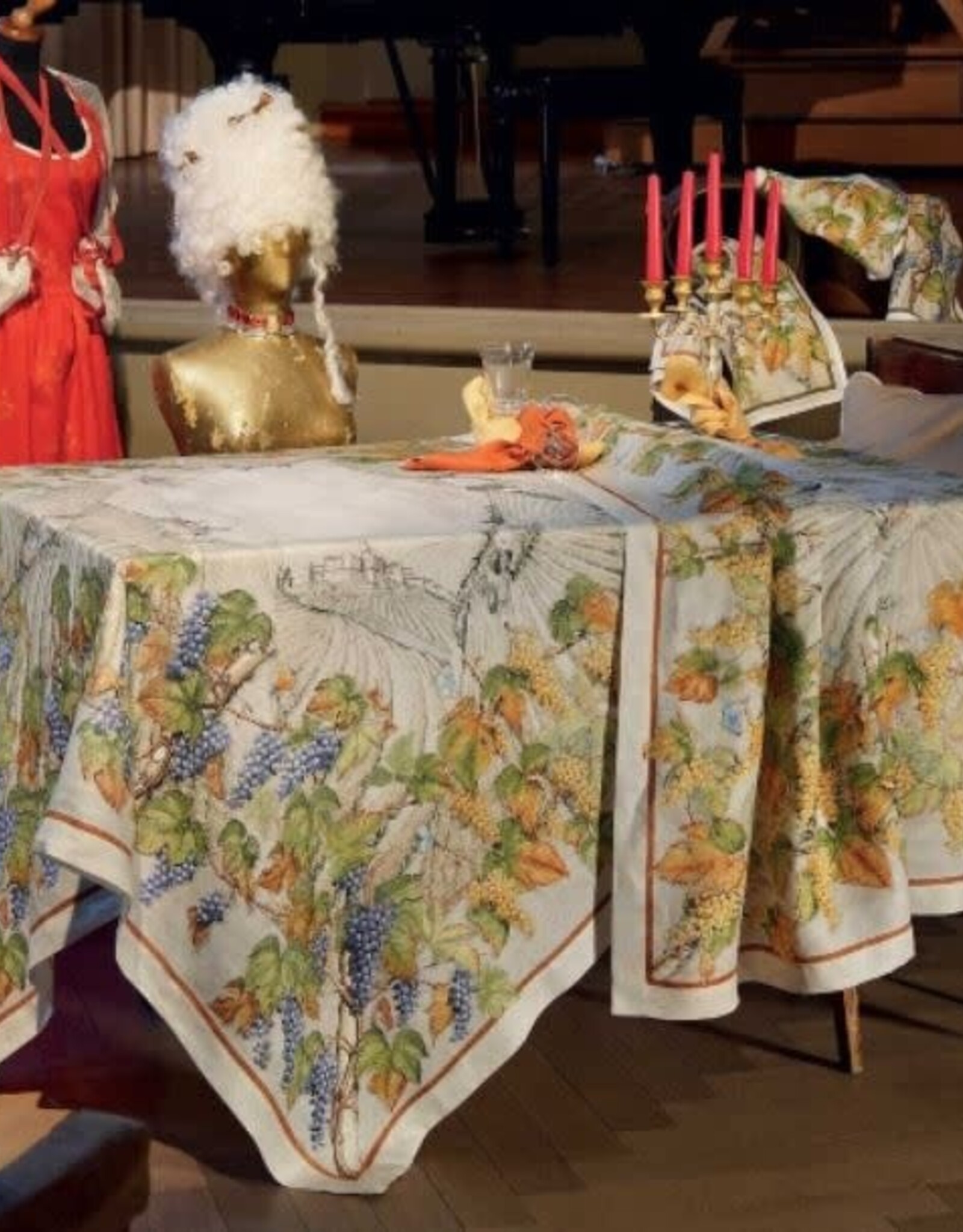 Italian Linen - Violetta Cream Tablecloth 67" x 67"