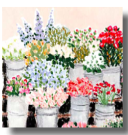 Market Flowers by Louise Mulgrew Greeting Card 6" x 6"