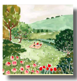 Countryside Picnic by Louise Mulgrew Greeting Card 6" x 6"