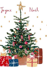Christmas Tree "Joyeux Noel" by Louise Mulgrew Greeting Card 6" x 6"