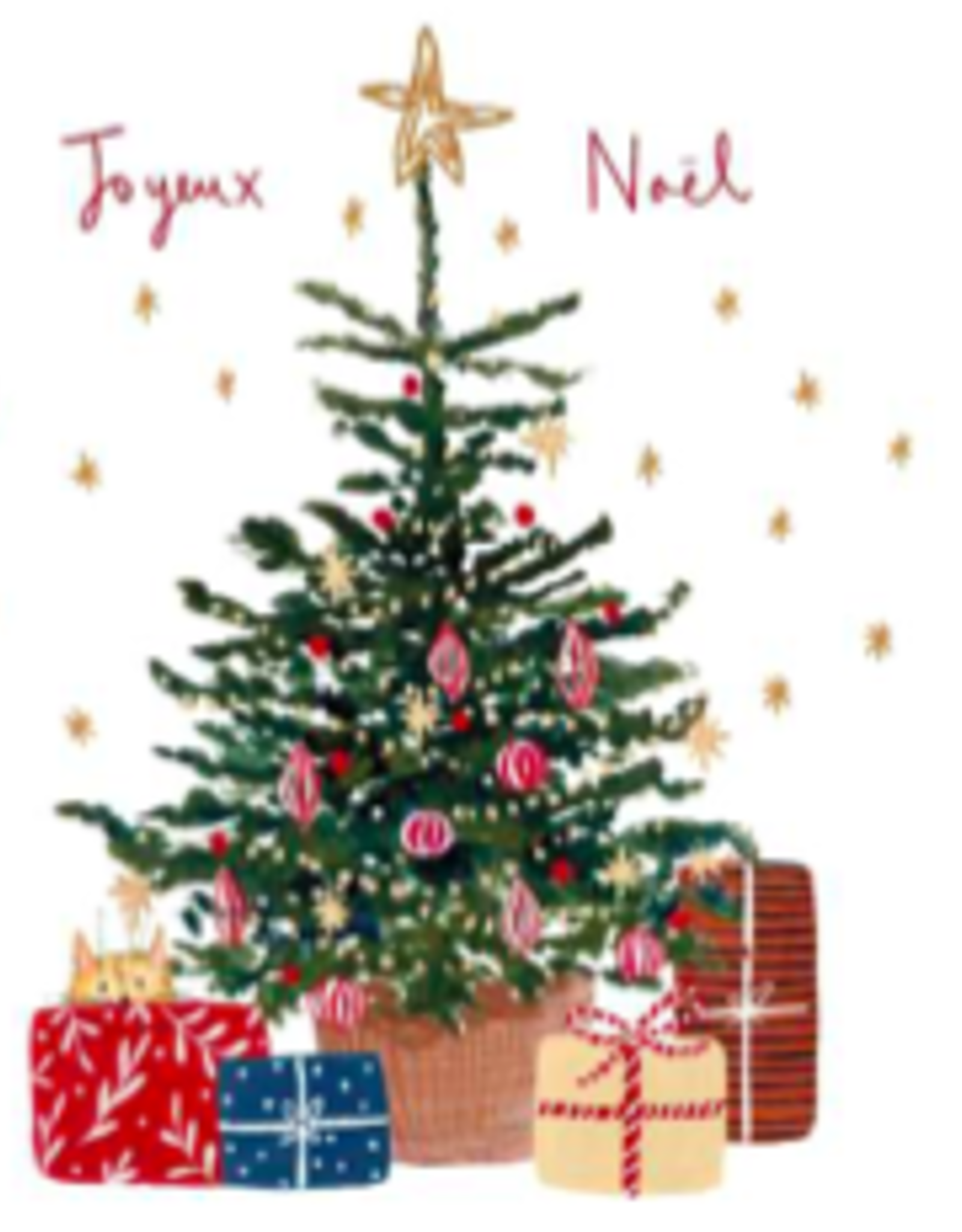 Christmas Tree "Joyeux Noel" by Louise Mulgrew Greeting Card 6" x 6"