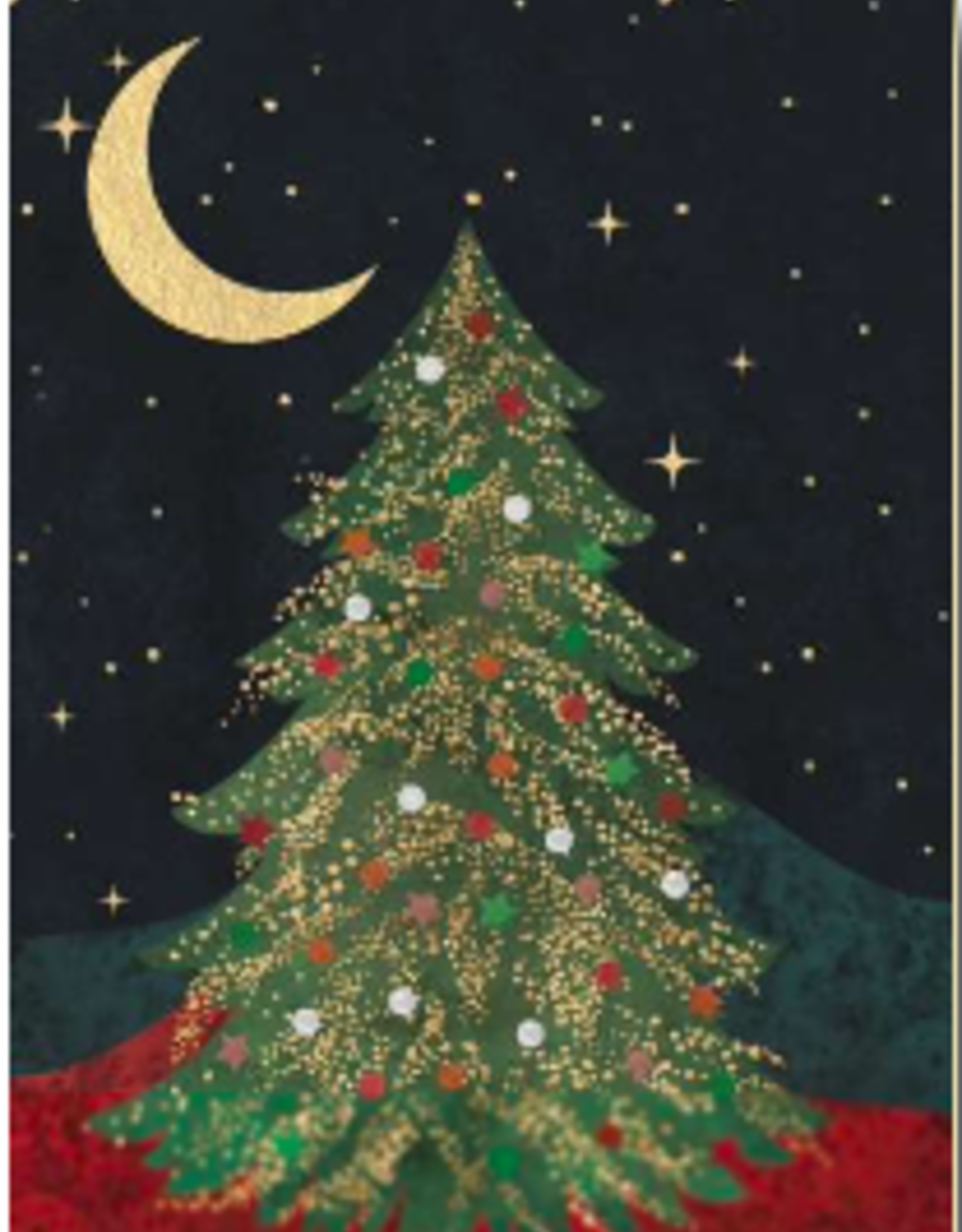 Christmas Tree and Moon Greeting Card 4 3/4" x 6 3/4"