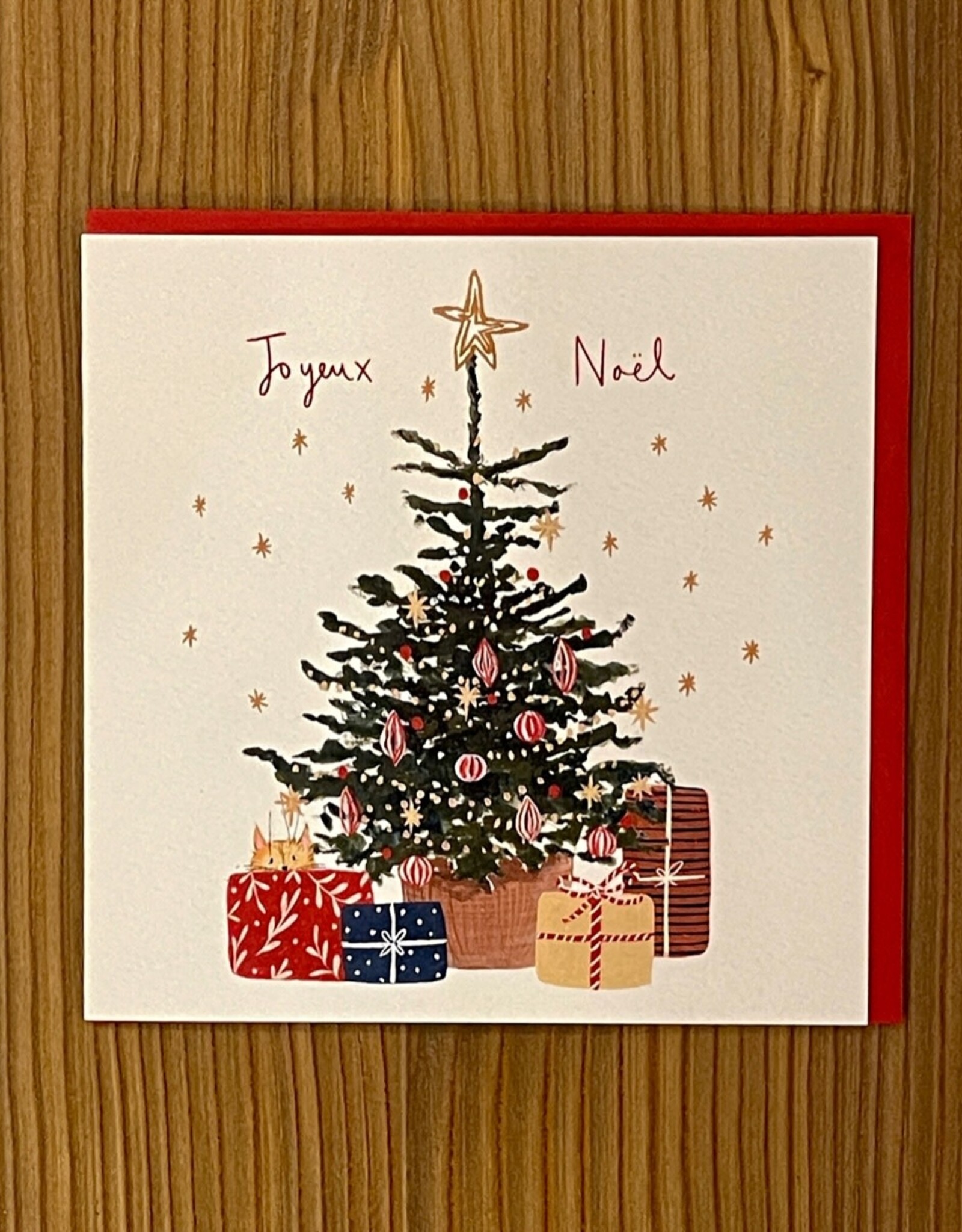 Christmas Tree "Joyeux Noel" by Louise Mulgrew Greeting Card 6" x 6"