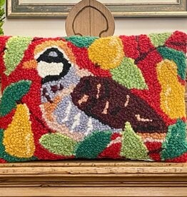 HOLIDAY PARTRIDGE HOOK PILLOW 8" X 12'