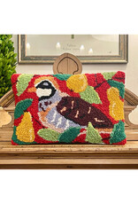 HOLIDAY PARTRIDGE HOOK PILLOW 8" X 12'