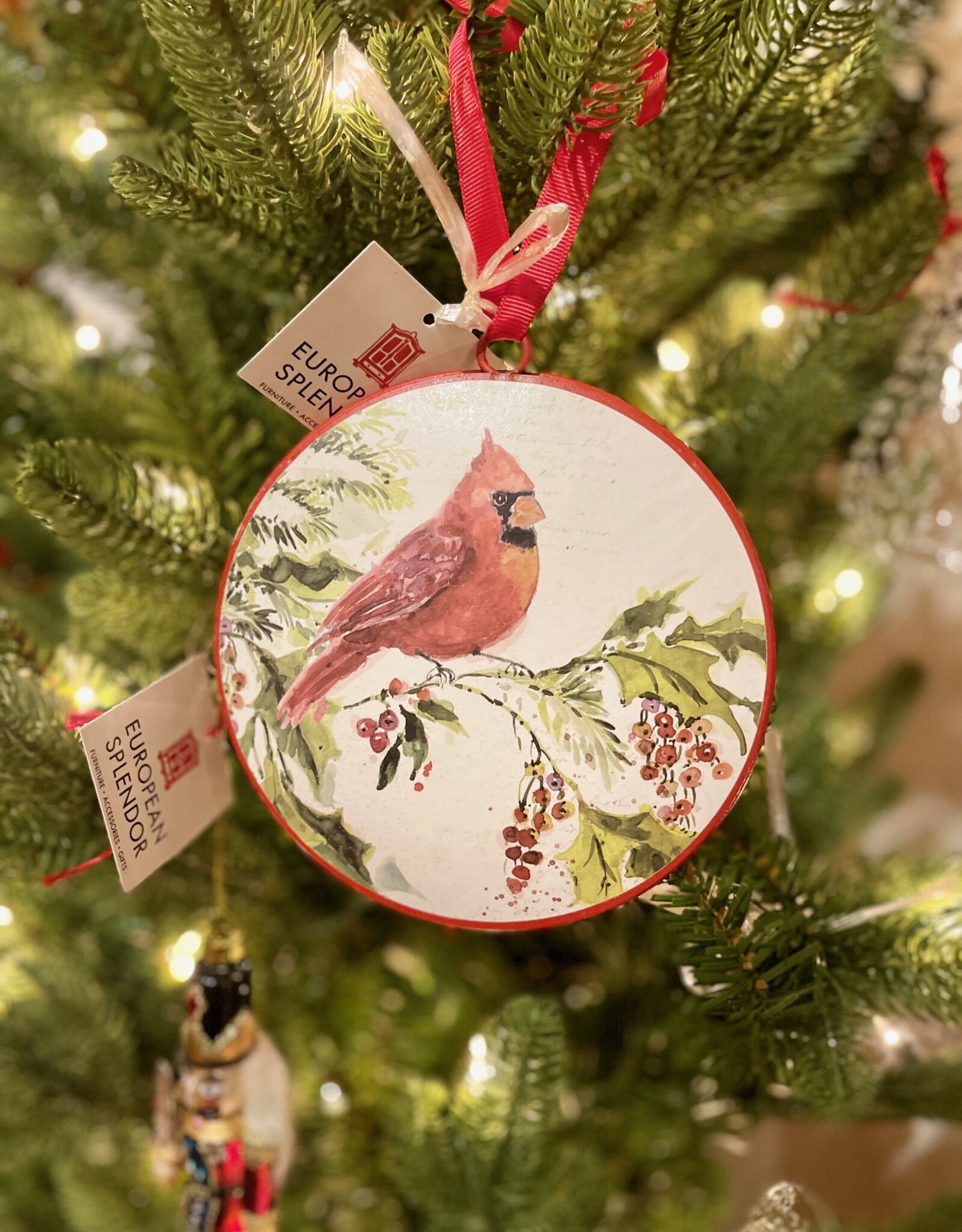 Cardinal Disc Ornament 6"