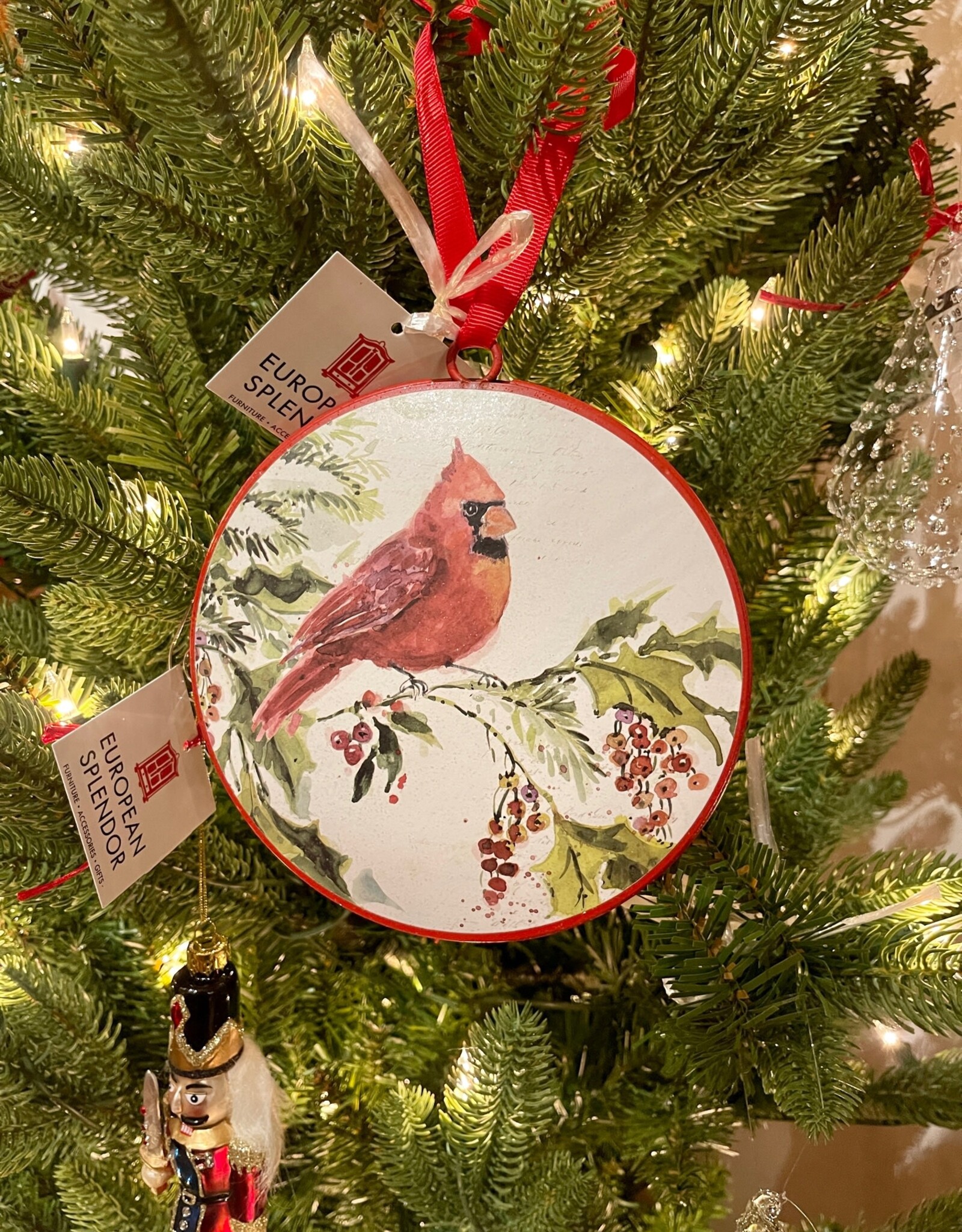 Cardinal Disc Ornament 6"