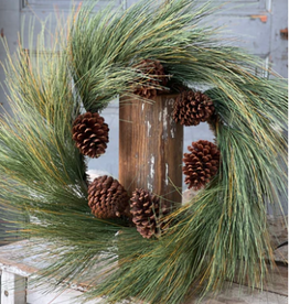 12 Long Needle Pine Half Sphere With Cones! Perfect For Christmas