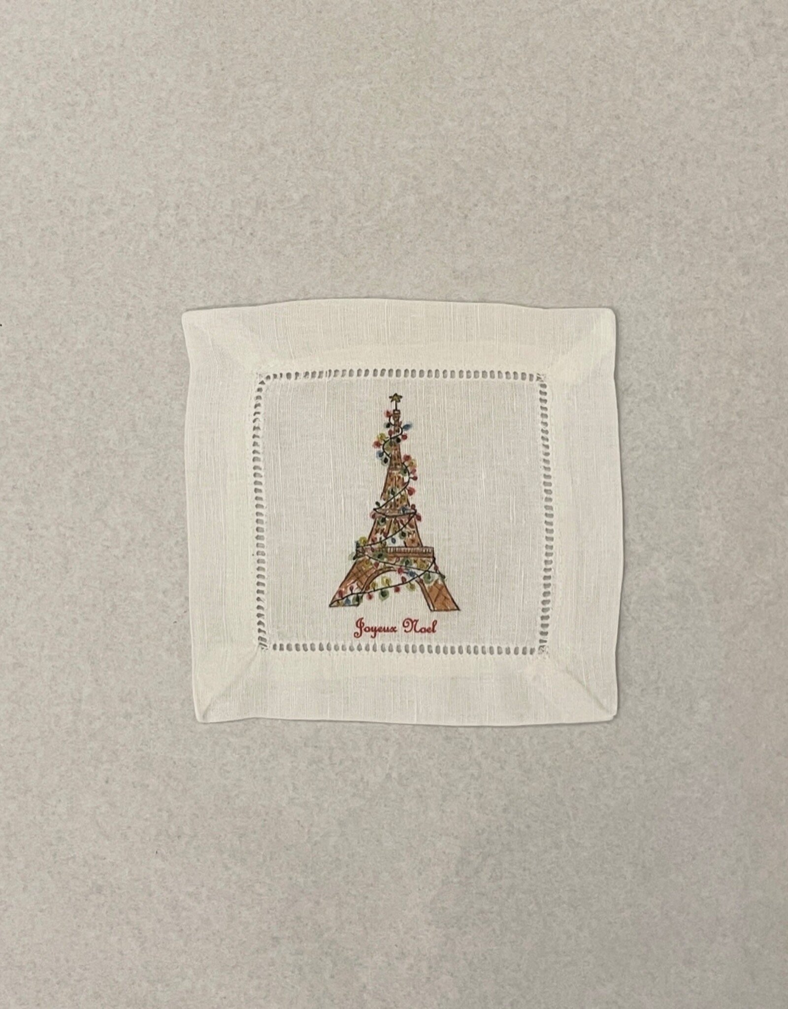 Cocktail Napkins (Set of 4)  Eiffel Tower with Christmas Lights