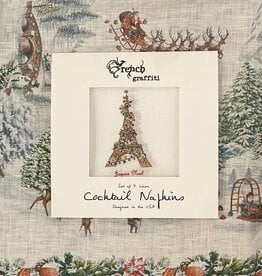 Cocktail Napkins (Set of 4)  Eiffel Tower with Christmas Lights