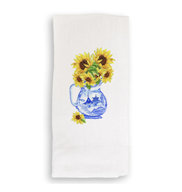 Towel - Blue & White Pitcher with Sunflowers