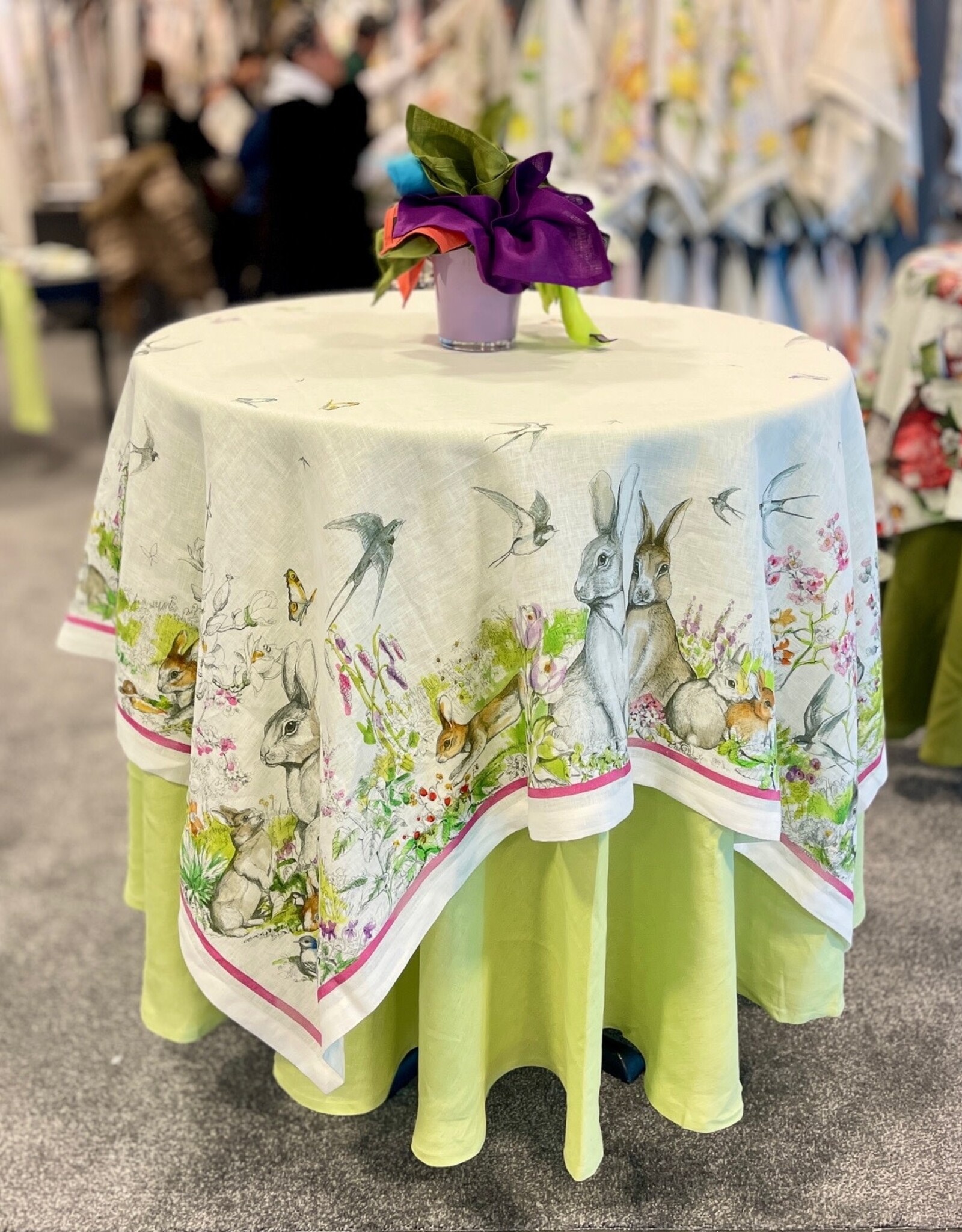 Italian Linen -  Remi Crema Tablecloth - 67" x 67"