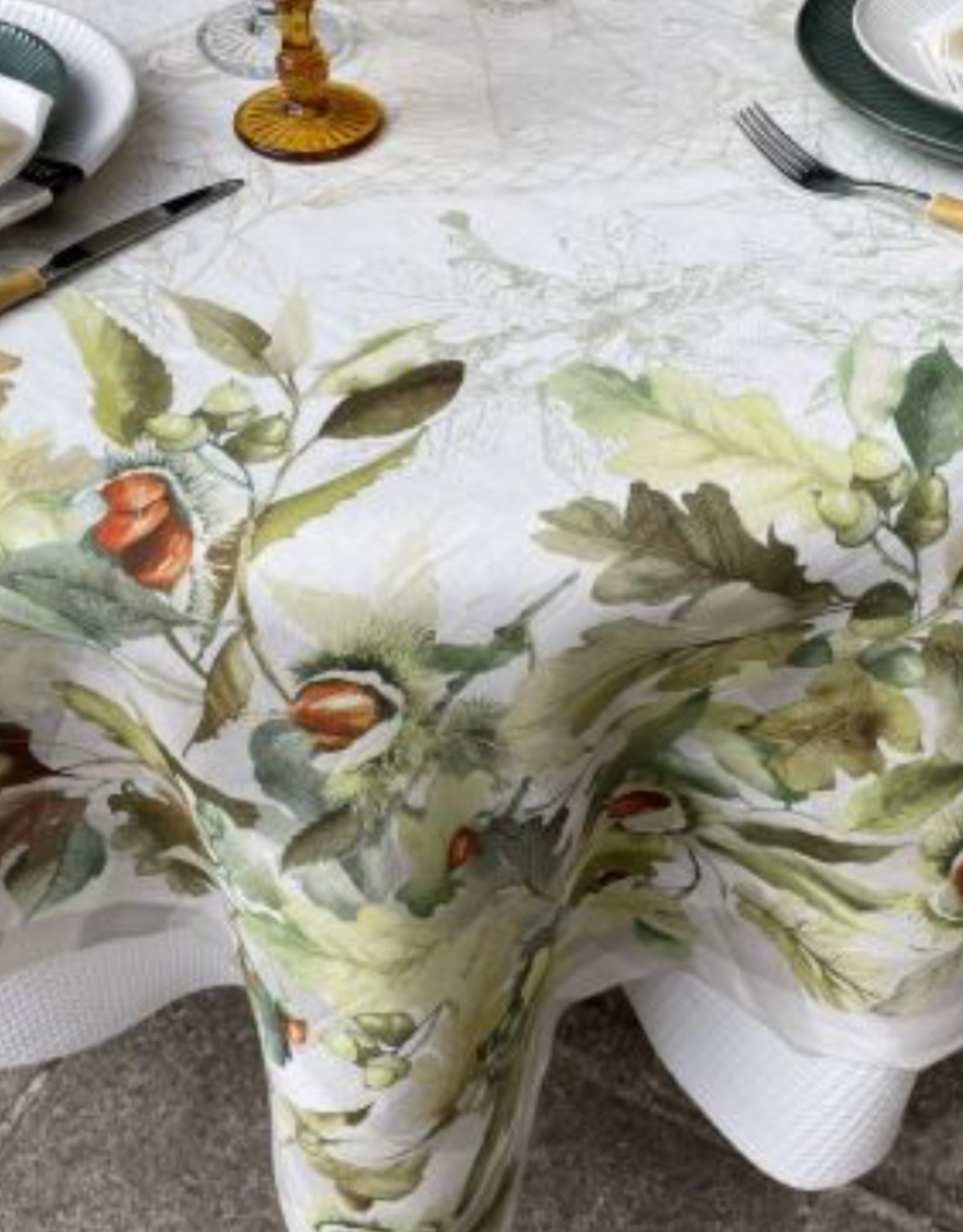 Italian Linen - Ballotte  Cream Tablecloth 67"x67"