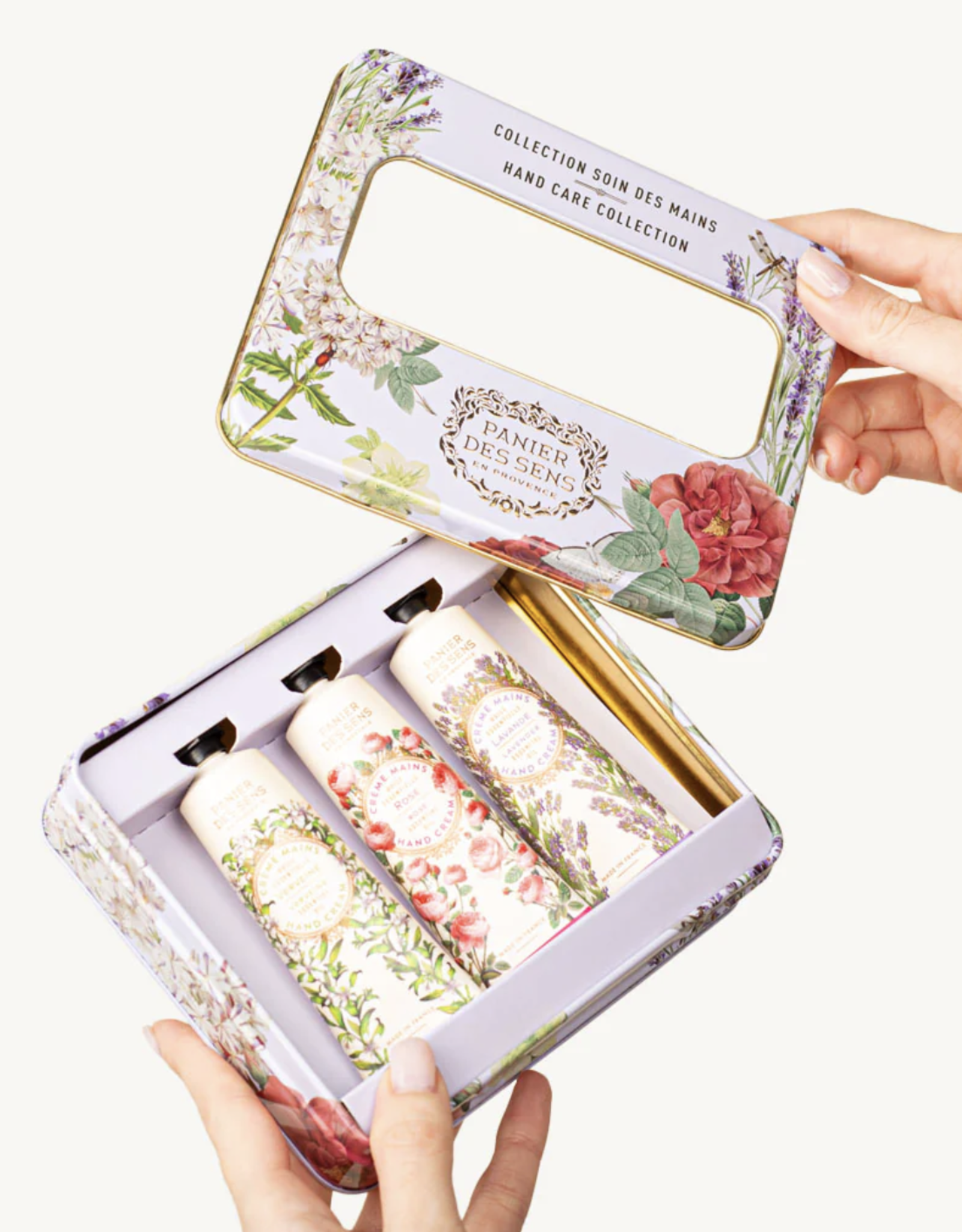 Panier Des Sens The Essentials Tin Hand Care Gift Set - Lavender, Provence, & Rose Hand Creams - Panier Des Sens