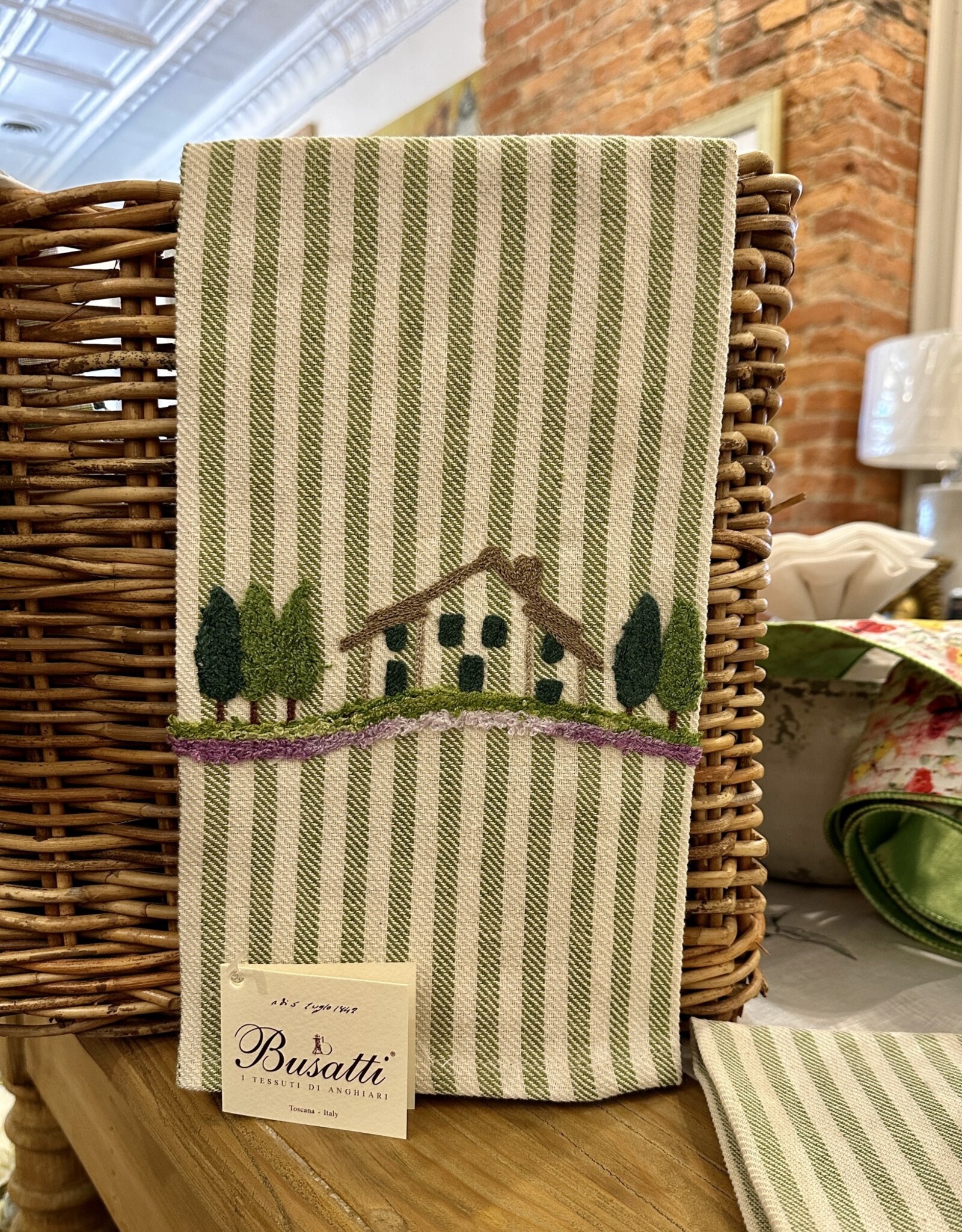 Busatti Italy Busatti Tuscan Country House - Embroidered Kitchen Towel 60% Linen 40% Cotton