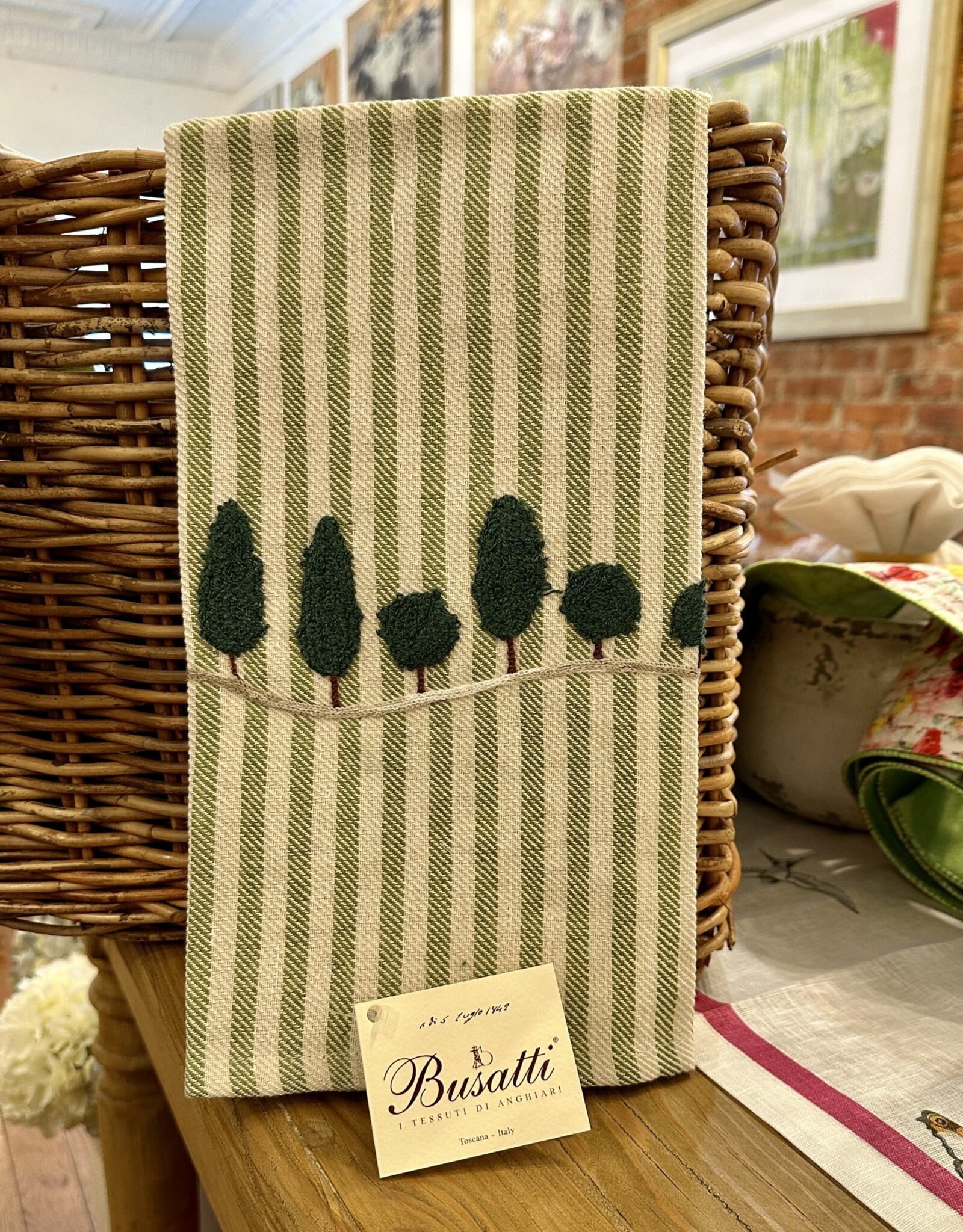 Busatti Italy Toscana - Embroidered Kitchen Towel 60% Linen 40% Cotton