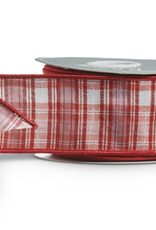 2.5" X 10 Yds Pink and Red Plaid Wired Ribbon