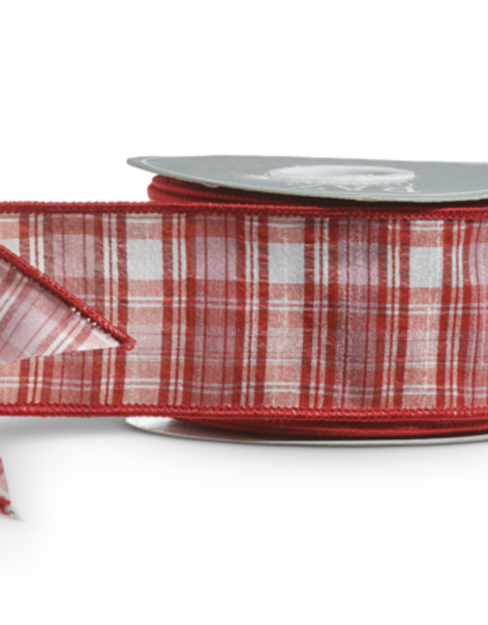2.5" X 10 Yds Pink and Red Plaid Wired Ribbon