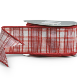 2.5" X 10 Yds Pink and Red Plaid Wired Ribbon