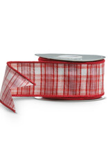 2.5" X 10 Yds Pink and Red Plaid Wired Ribbon